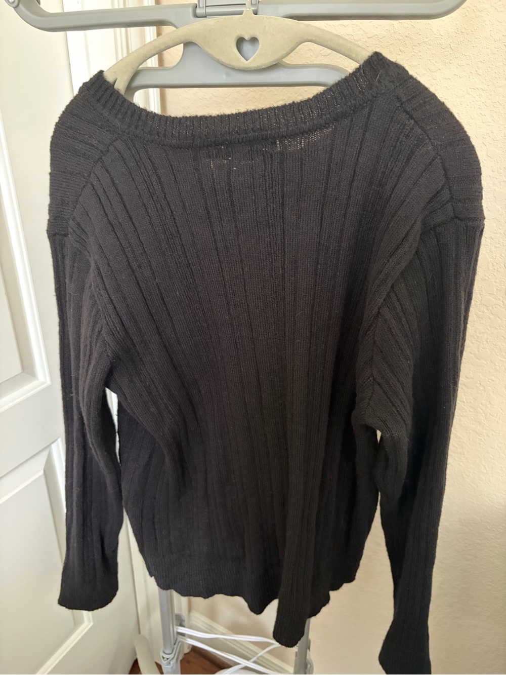 Max Studio Black Ribbed Button-Front Cardigan - Picture 3 of 3